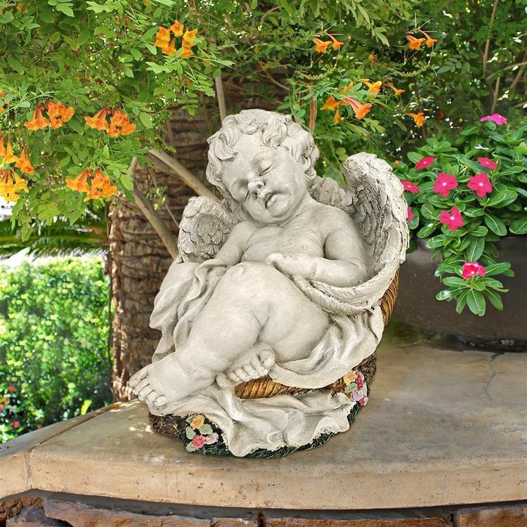  flower basket ..... make angel image Angel ( middle ) outdoors ornament interior outdoor combined use sculpture accent small articles objet d'art figure carving image garden garden decoration 