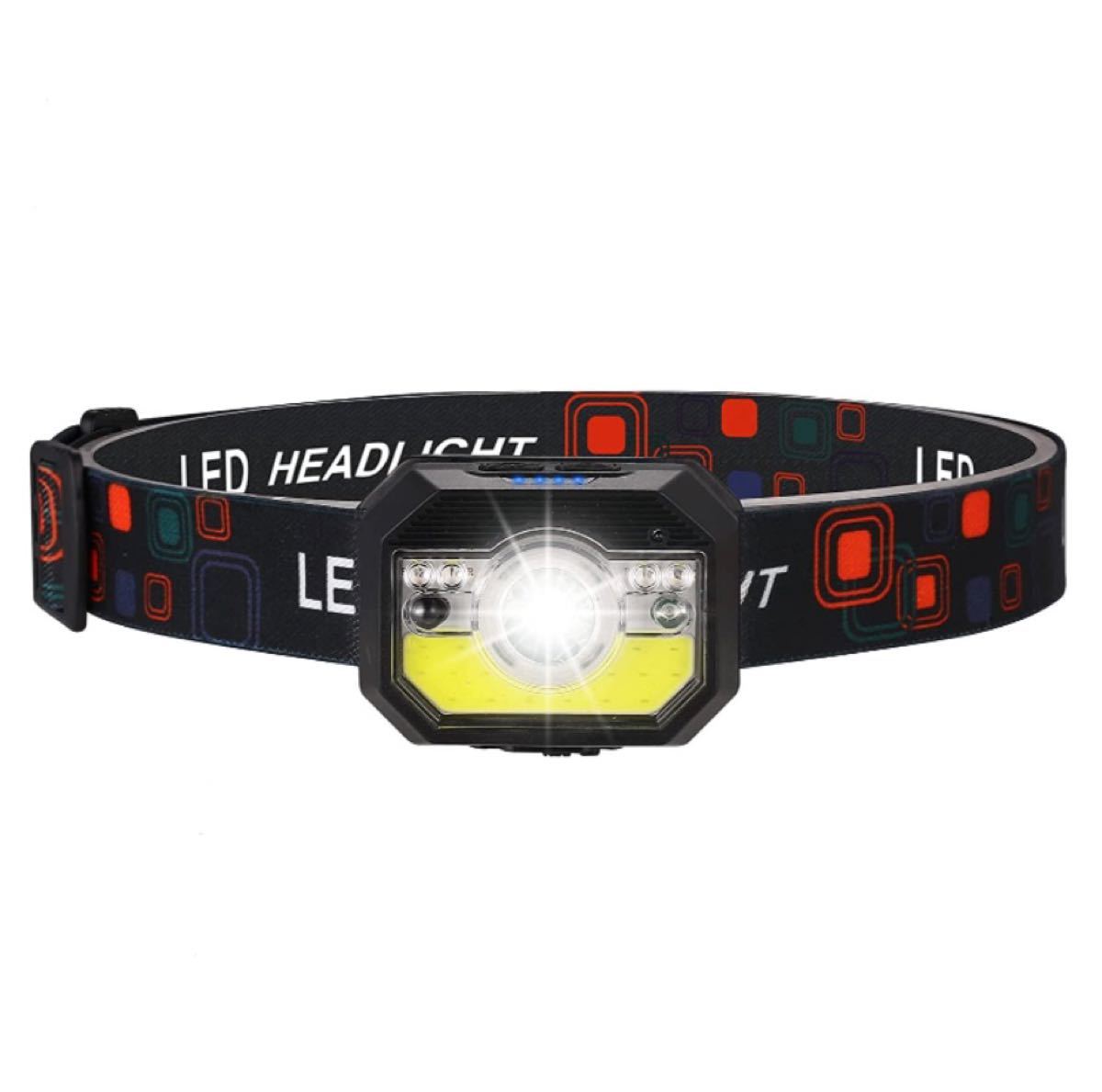 LED ヘッドライト センサー COB USB充電式 9モード 高輝度 生活防水 作業灯 キャンプ 散歩登山釣り 作業 アウトドア