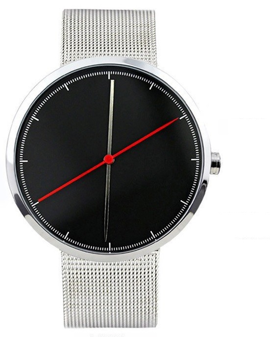 ダブル長針 デザイナーズ ウォッチ 個性派 腕時計 (ブラック×ステン) 新品 即納_画像1