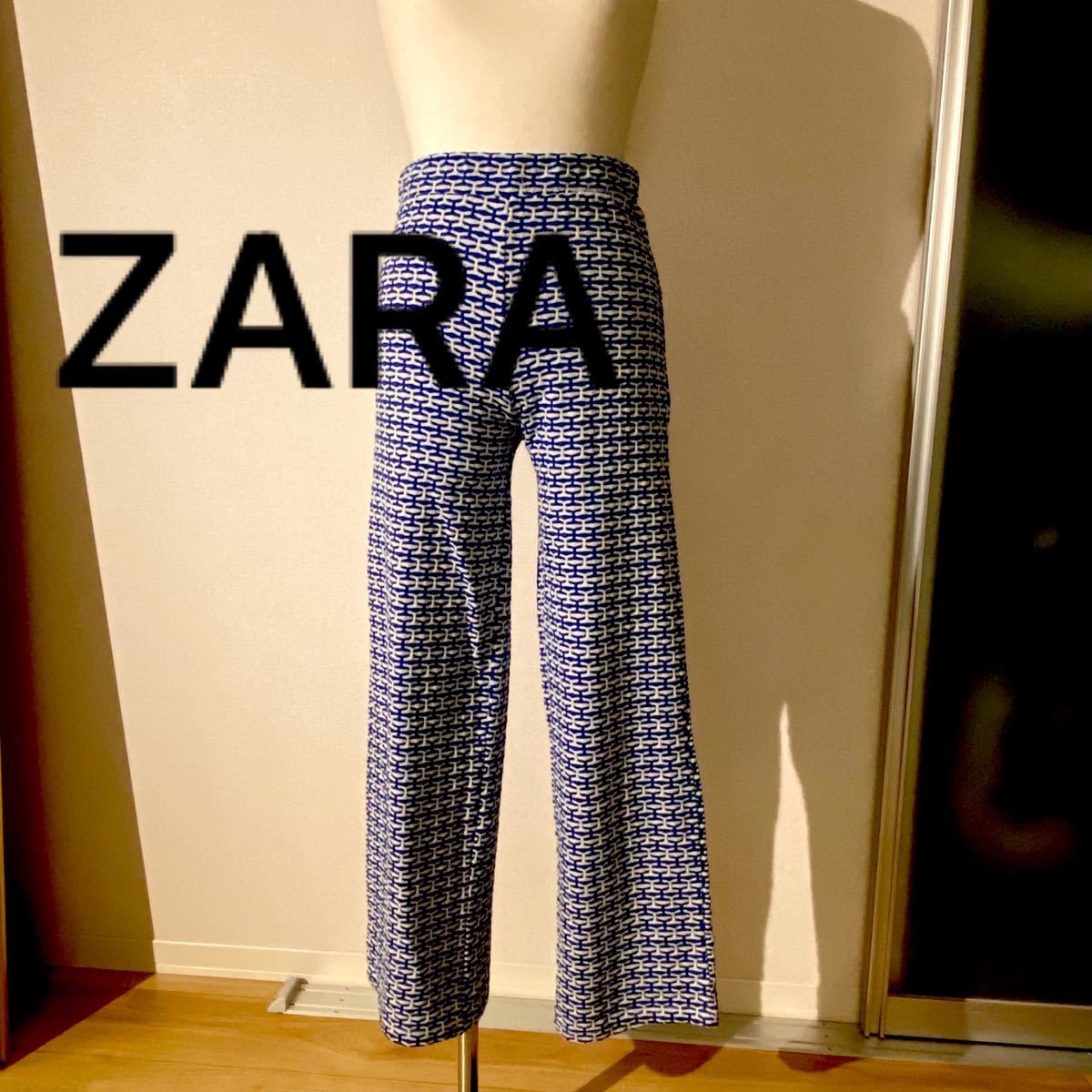 ZARA ブルー柄パンツ S|PayPayフリマ