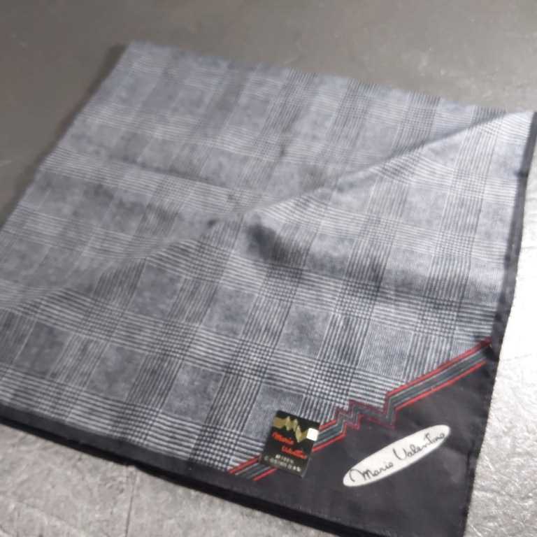  Mario Valentino men's handkerchie 47×47cm cotton 100% gentleman thousand bird .. black / made in Japan 