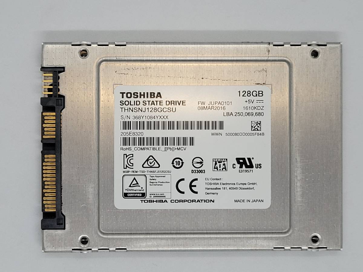 【SSD128GB】★東芝　TOSHIBA ★（管：CW3-TS-84YXXX）■THNSNJ128GCSU ■動作確認済み　フォーマット済み 