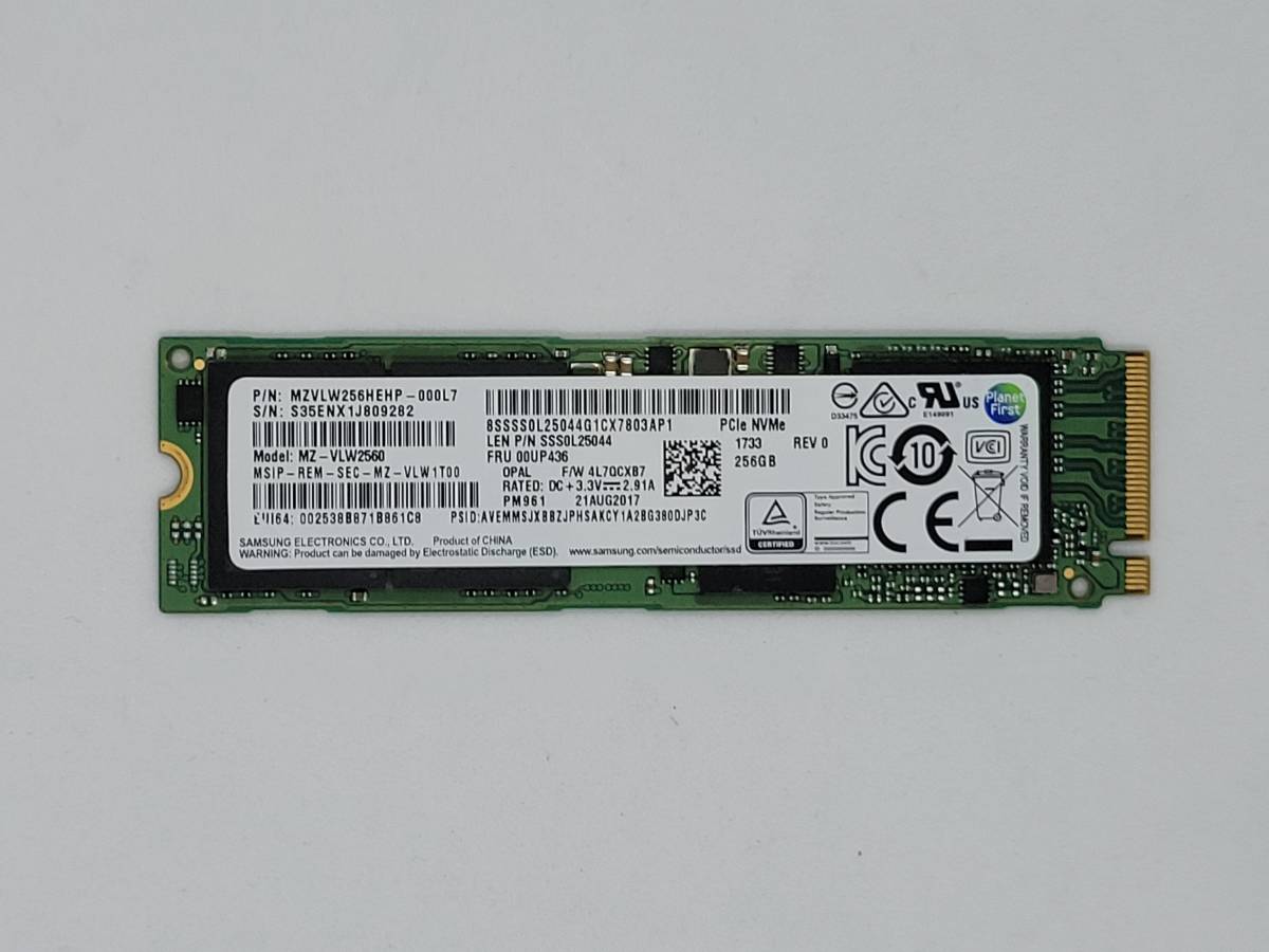 【高速SSD m.2 NVMe 256GB】Samsung サムスン（管：CW3-SS1-809282）MZ-VLW2560　動作確認済み　フォーマット済み
