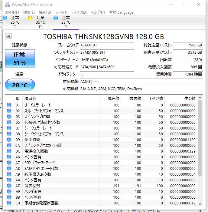 【M.2 SSD128GB】★東芝　TOSHIBA ★（管：CW3-TB-9ST8FT）■THNSNK128GVN8 ■動作確認済み　フォーマット済み 