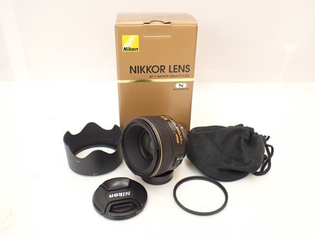 【良品】 Nikon ニコン 大口径標準単焦点レンズ AF-S NIKKOR 58mm F1.4G ポーチ/説明書/元箱付き □ 65F28-7_画像1