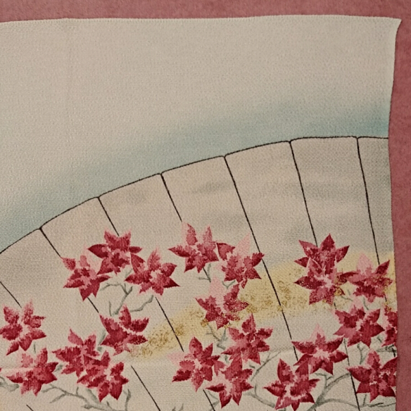 加藤萬謹製◇ 扇に紅葉 手染め 正絹風呂敷 71×67cm ふろしき 慶事 結婚