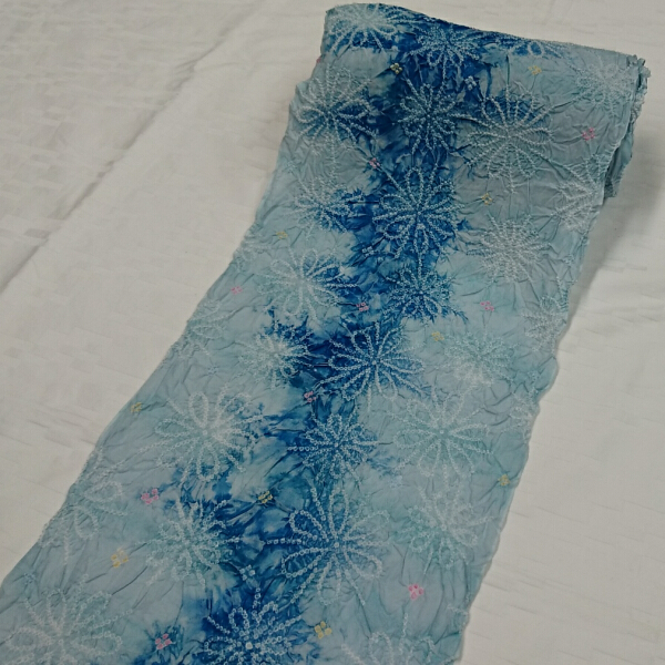 有松鳴海しぼり 絞り浴衣 未仕立て 反物 絞りゆかた ゆかた地 水色