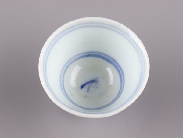 中国古玩 唐物 煎茶道具 明代 成化年製 款 染付 青華 煎茶碗 五客 時代物 極上品 初だし品 3685