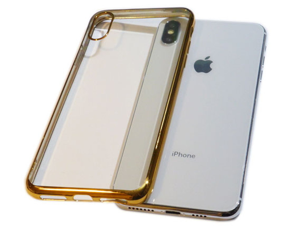 iPhone XS Max 6.5インチ 光沢 TPU ジャケット ソフト クリアタイプ アイフォン アイホン ケース カバー ゴールド_画像1
