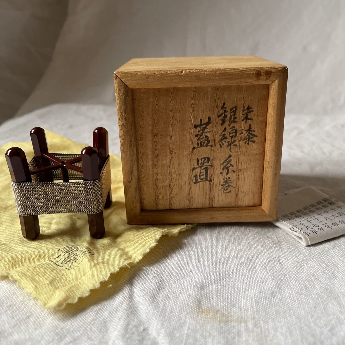 井波慶州造 漆銀線糸巻蓋置 共箱 煎茶道具 | www.comercializadoracyma.com