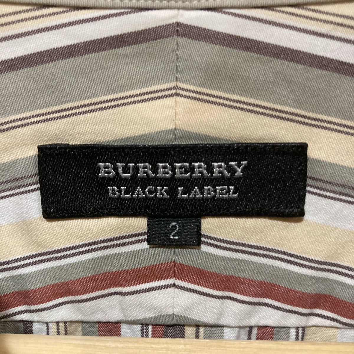 BURBERRY BLACK label ストライプシャツ 長袖シャツ 美品 ボタンダウンシャツ マルチストライプ