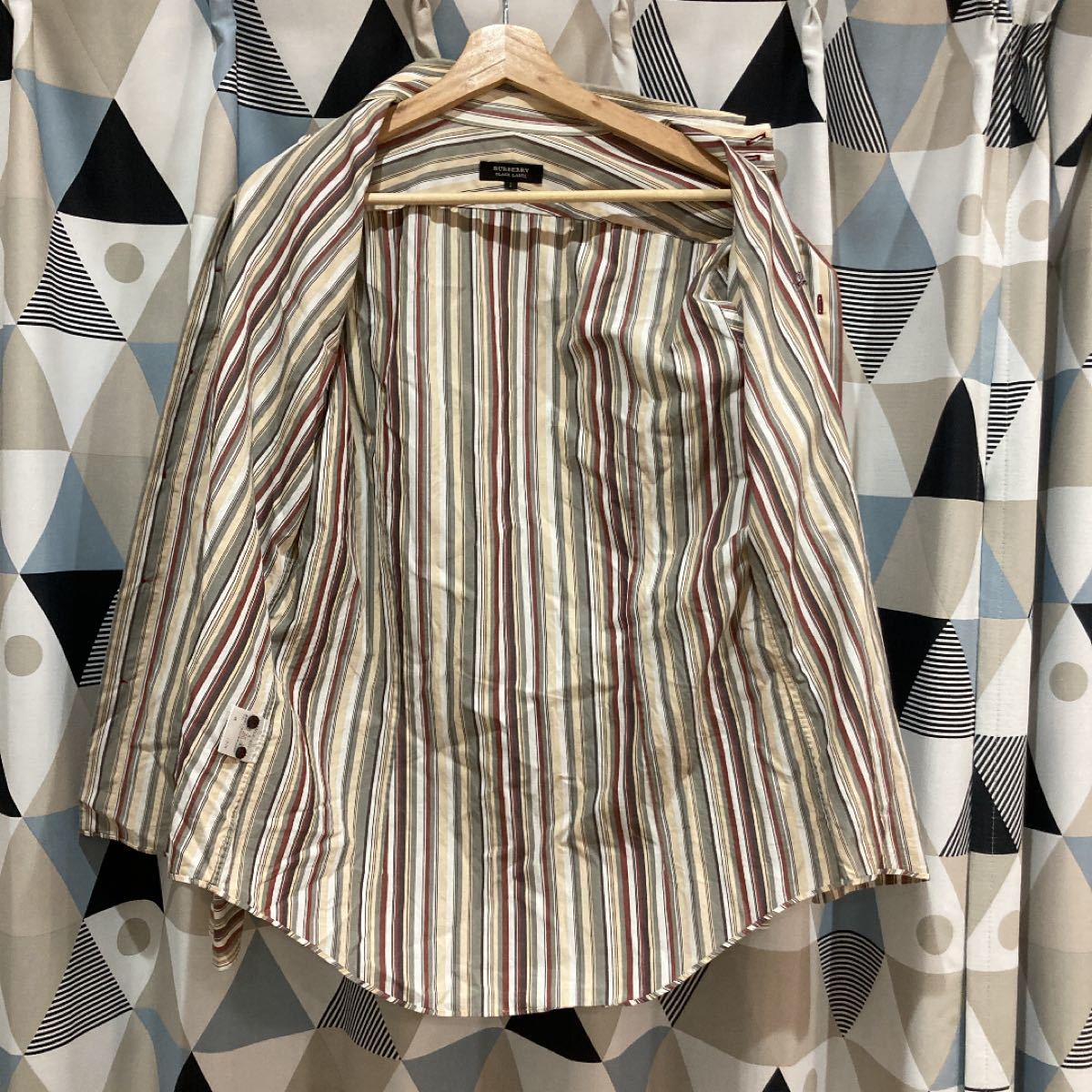 BURBERRY BLACK label ストライプシャツ 長袖シャツ 美品 ボタンダウンシャツ マルチストライプ