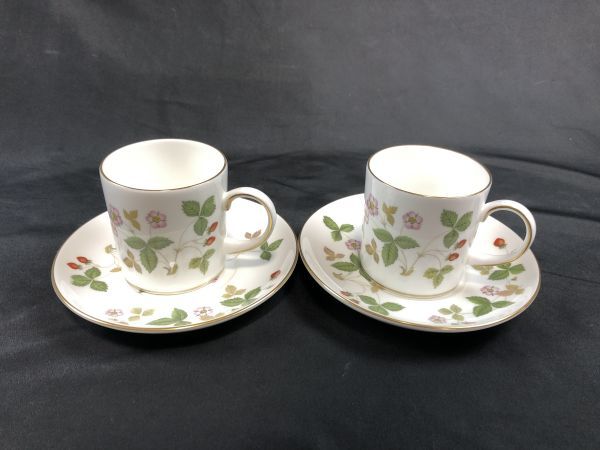 0u1M25E032 ウェッジウッド カップ＆ソーサー 5客セット ワイルドストロベリー WEDGWOOD WILD STRAWBERRY 金彩 洋食器　苺 箱なし_画像2