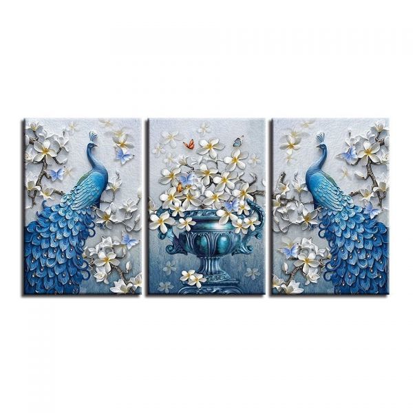 P2380: * popular commodity * canvas picture living room. equipment ornament 3 piece blue .. in photograph Hd print orchid. flower butterfly poster wall art framework 