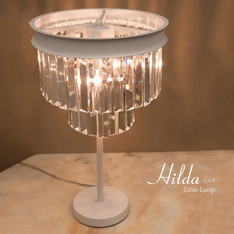 送料無料★【LED対応 E12/40W水雷型】クリスタル テーブルランプ HILDA ヒルダ（3灯）