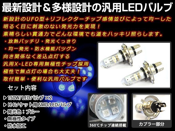 アルト ラパン HE21S H14.1- 150W 12V/24V CREE LEDヘッドライト バルブ/68連 12V LEDフォグランプ セット フォグ ブルー 純正交換 SMD_画像2