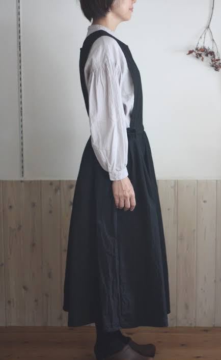Gauze# ガーゼ リネンamish ドレス エプロン ワンピース ホワイト
