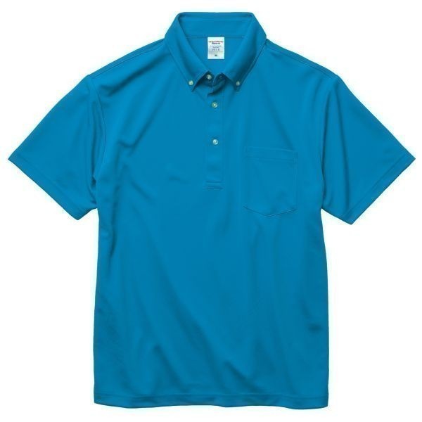ポロシャツ XXXL コバルト ブルー ボタンダウン 半袖ポロシャツ 半袖 ドライ素材 ドライ 無地 吸水 速乾 胸ポケット有 A618 3XL 4L 青 青色の画像6