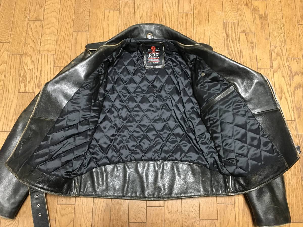 R B Cアールビーシー ダブルレザージャケット ダメージ加工 中綿 R B Cアールビーシー ダブルレザージャケット ダメージ加工 中綿