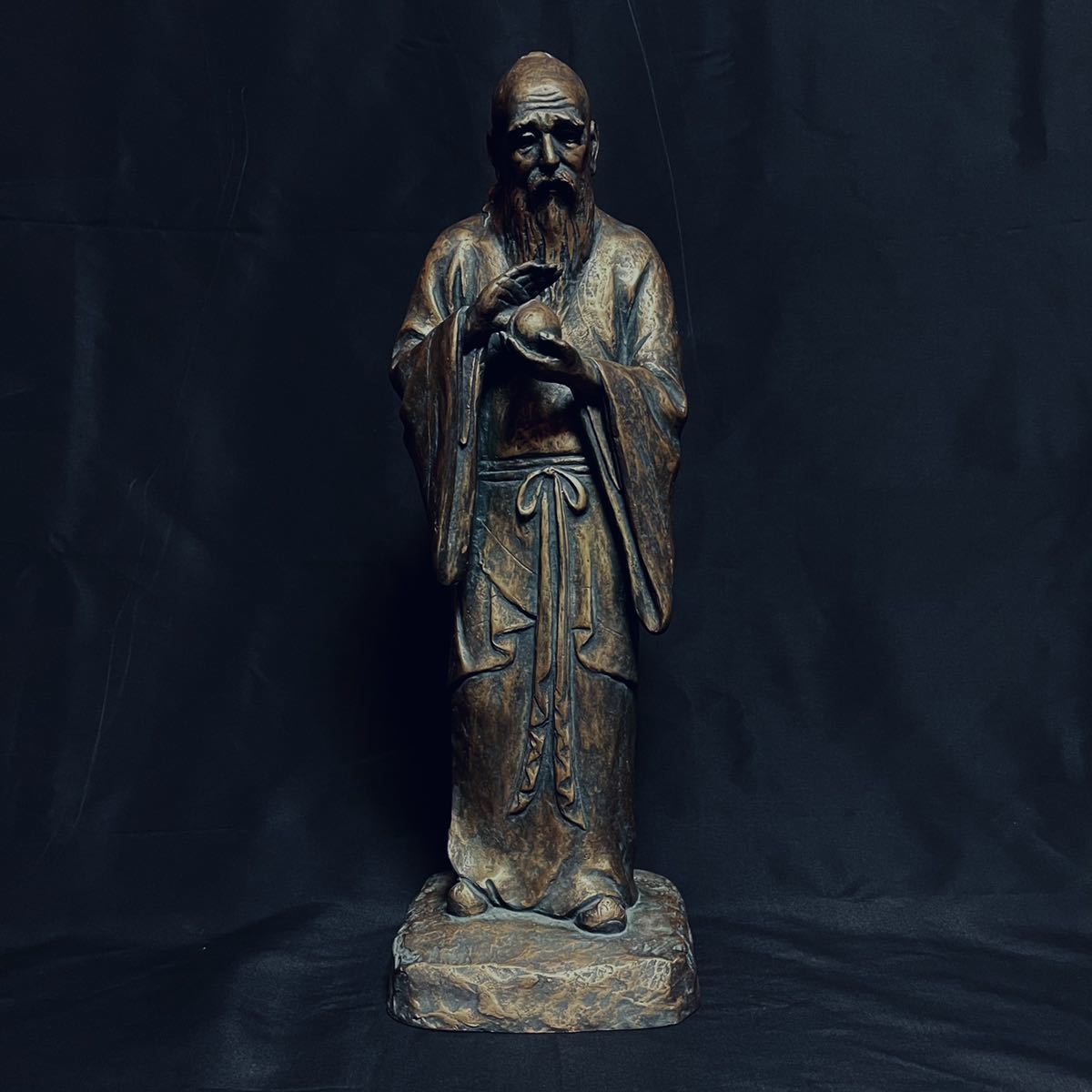 特大】北村西望 不老長寿 ブロンズ像 銅像 52.5cm 仏教美術 仏像 希少