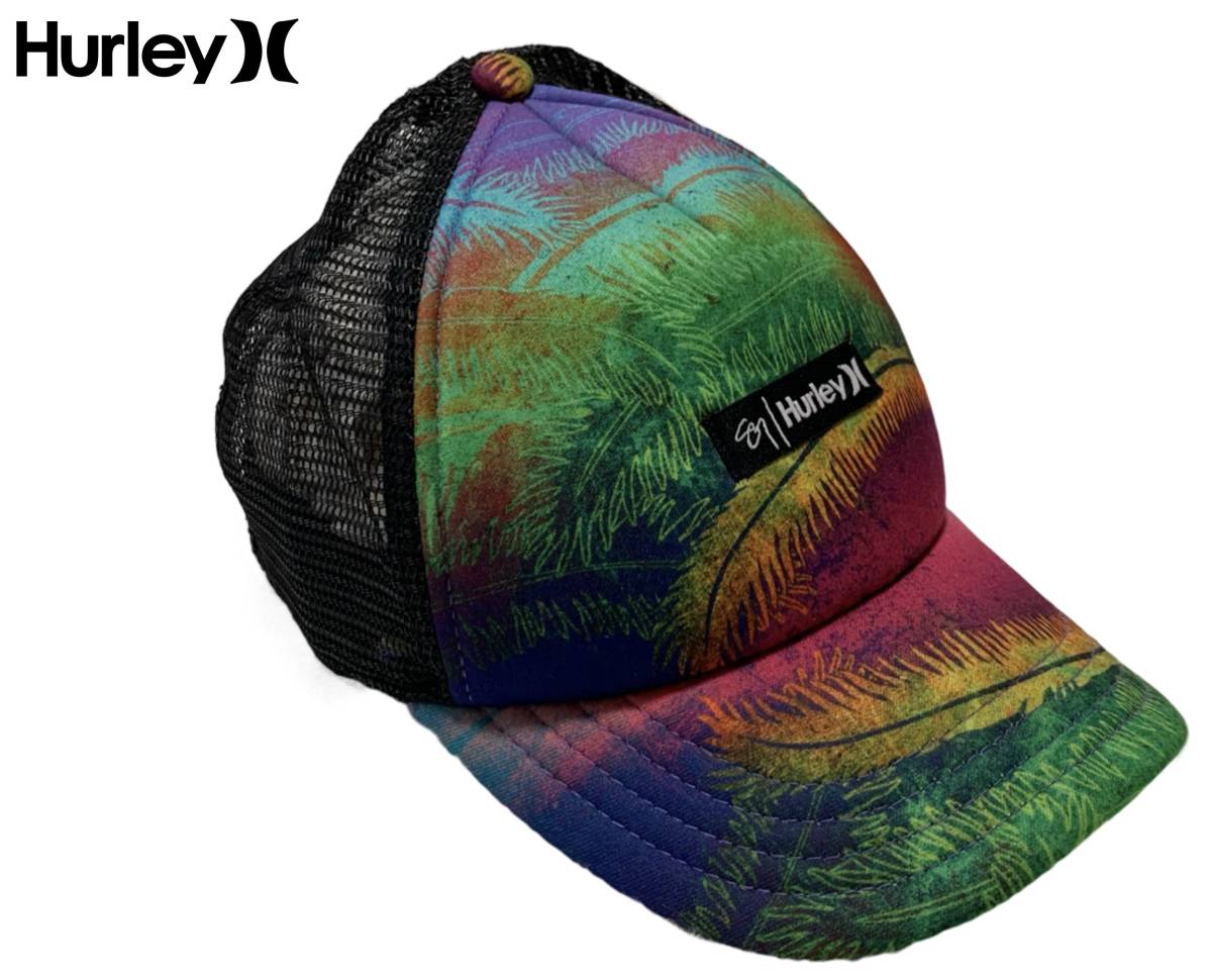 【1000円〜】 Hurley ハーレー ボタニカル柄 サーフ メッシュ キャップ 帽子