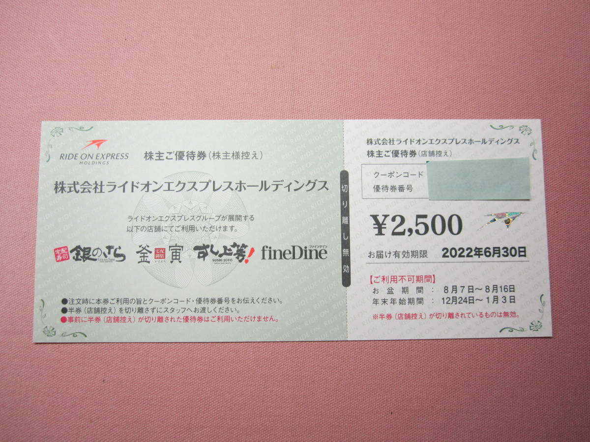  ride on Express ( silver. .. etc. ) stockholder complimentary ticket 2,500 jpy ticket 