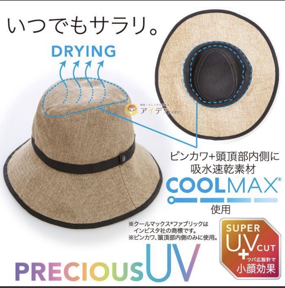 コジット プレシャスUV クールコンパクトハイクハット 帽子 UVカット率99% 吸水速乾 紫外線対策 UVカット 小顔 つば広 折り畳み_画像4