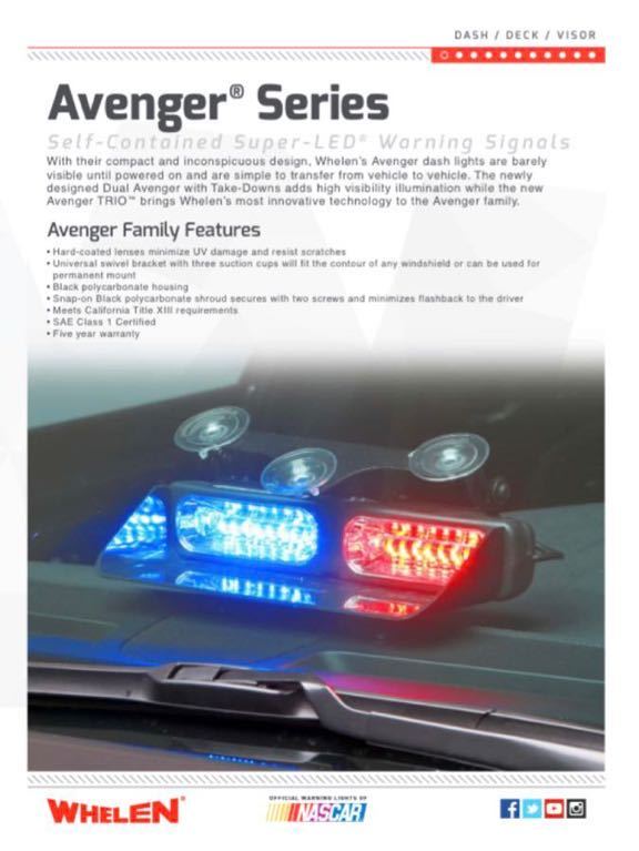 WHELEN ウィレン 車内用LEDフラッシュライト「DUAL AVENGER」赤/青