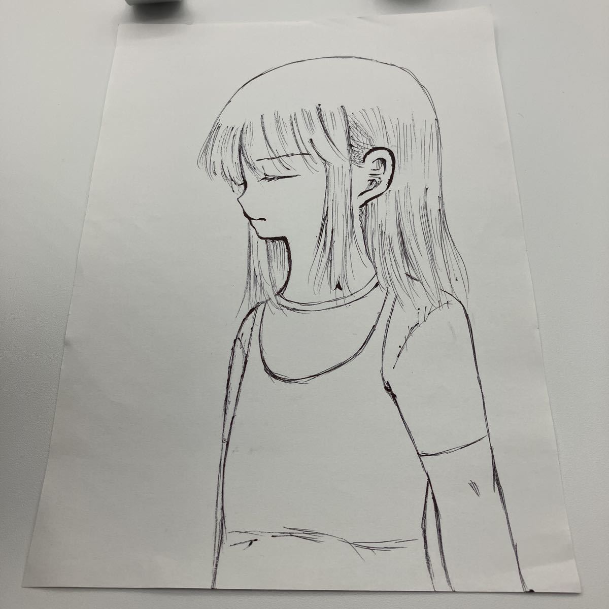 手描きイラスト オリジナル 女の子 横顔 有名ブランド 横顔