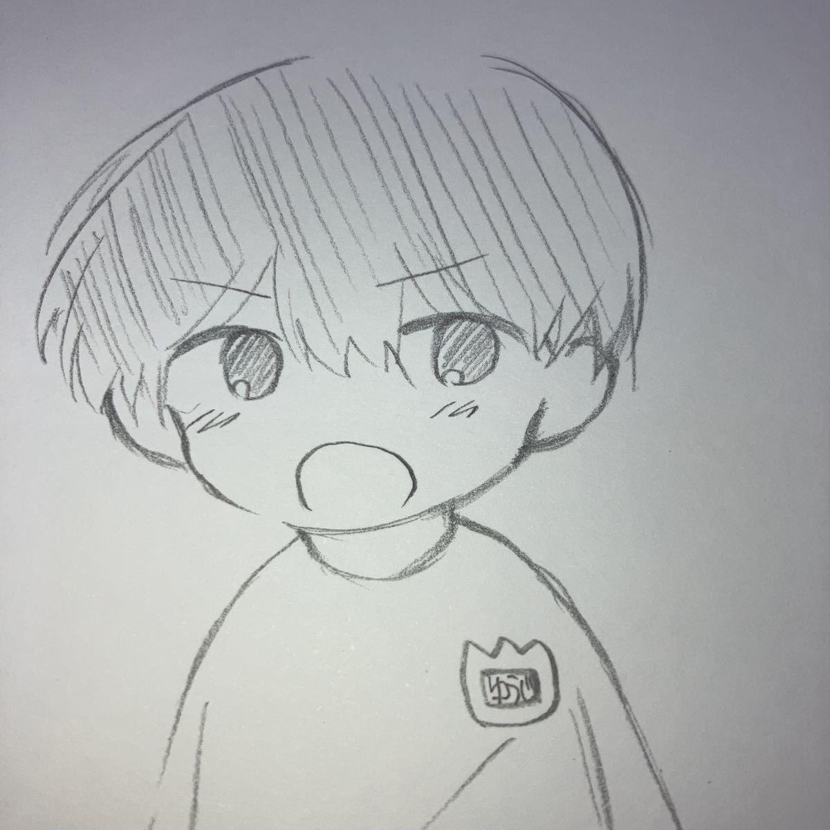 手描きイラスト オリジナル B6サイズ かわいい ゆうじ シャーペン画 フィキサチフ定着済み 幼稚園児 男の子 99 以上節約 幼稚園児