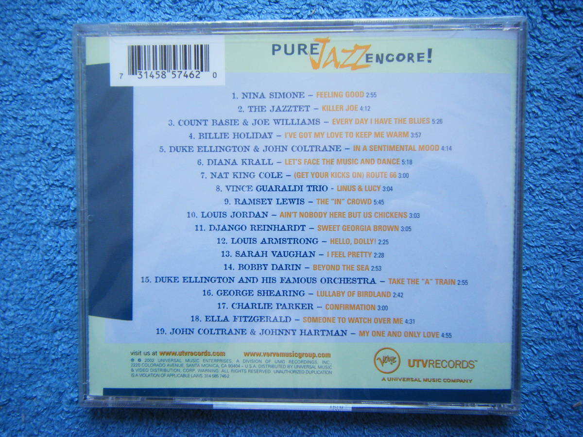 即決未開封CD PURE JAZZ ENCORE ! VERVE / ニナシモン、エリントン＆コルトレーン など 全19曲 / 曲目・詳細は写真4～7をご参照_画像2