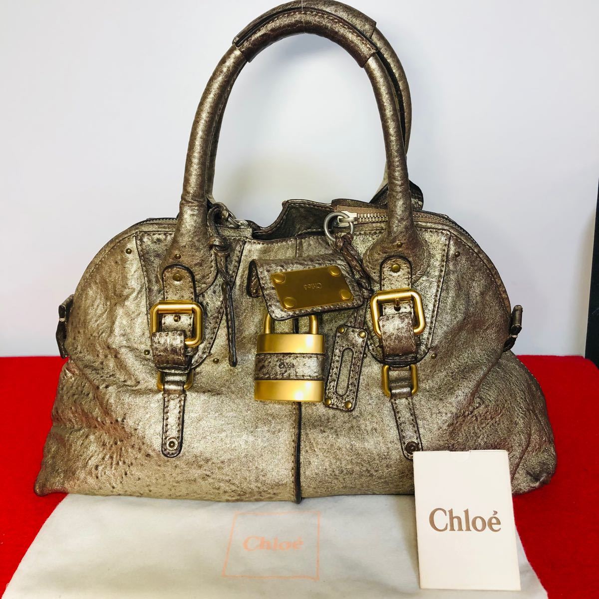 クロエ Chloe パディントン  ハンドバッグ　メタリックシルバー