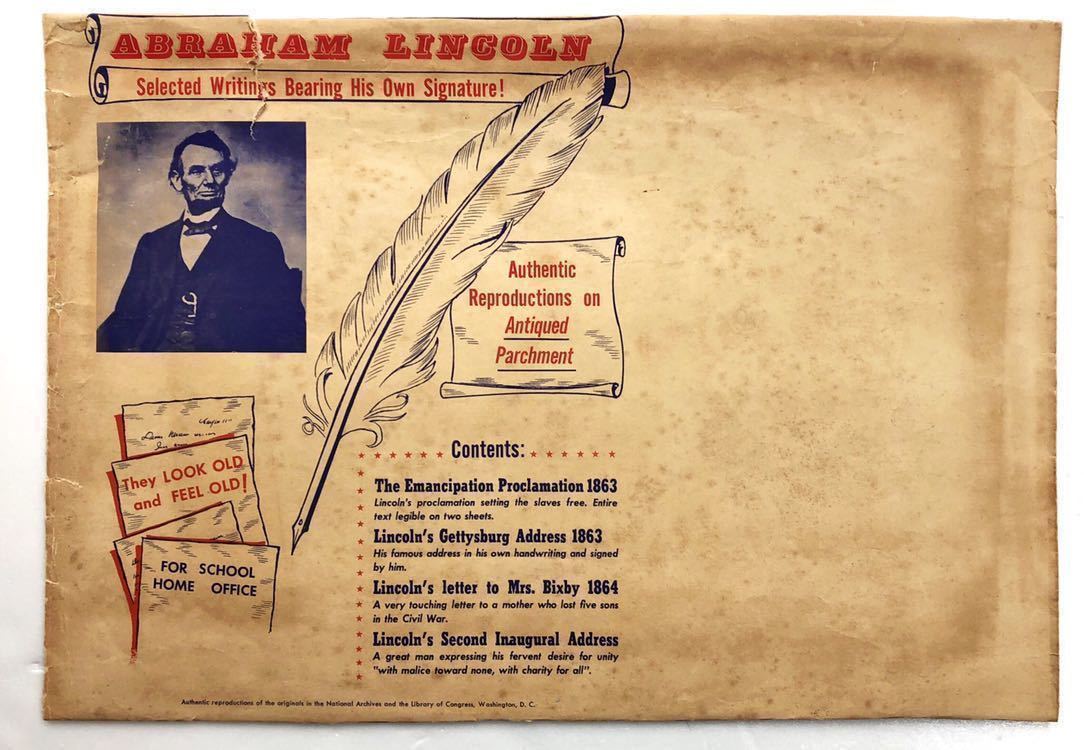 アブラハムリンカーンの手紙、解放宣言1863、演説 (直筆の羊皮紙複製品 