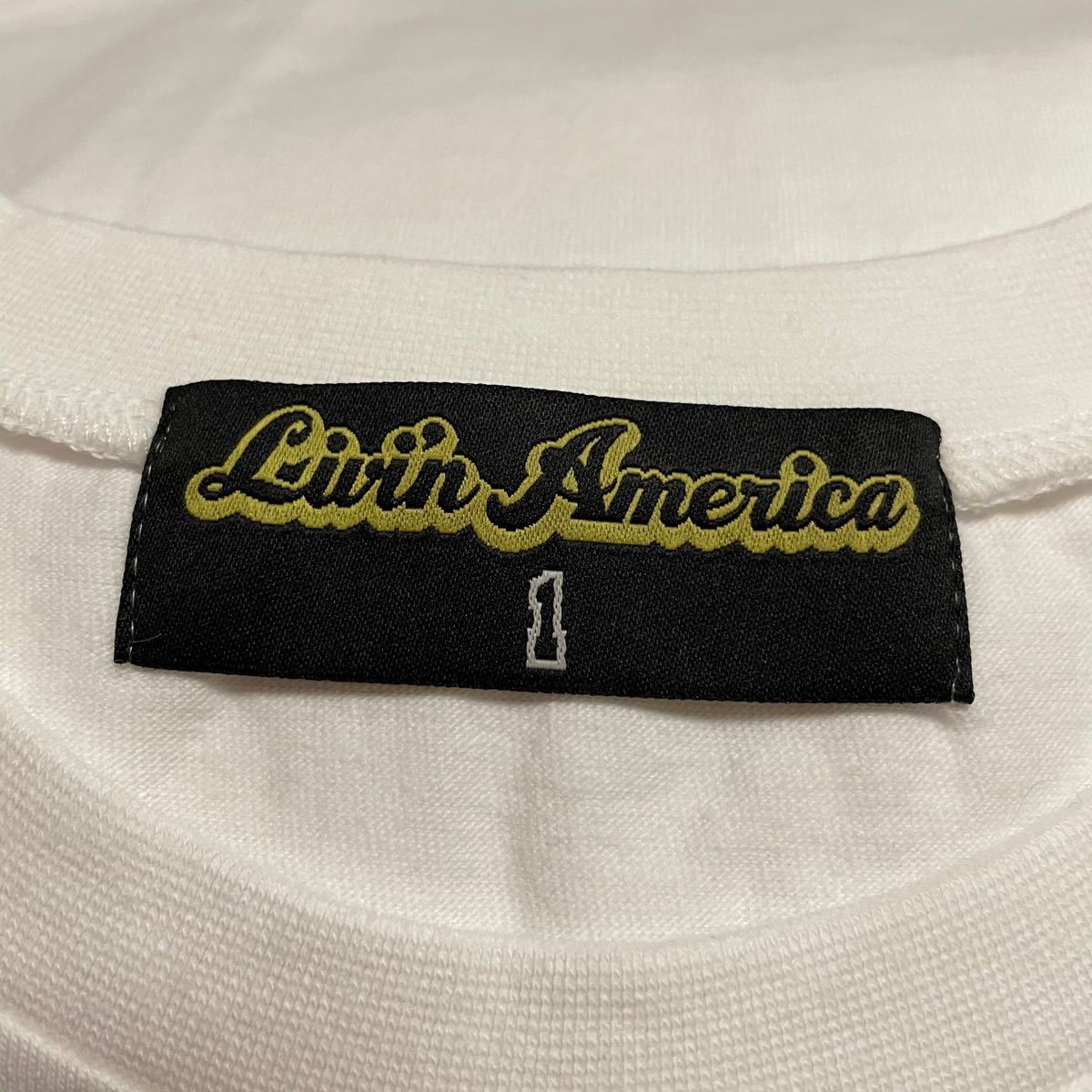 新品 LivinAmerica リヴィンアメリカ エレクトリックサインボード ロゴTシャツ 半袖Tシャツ WHITE ホワイト 白