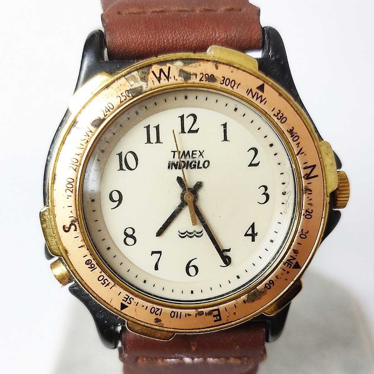 動作品 TIMEX タイメックス INDIGLO メンズ 腕時計 バックライト点灯機能 クォーツ 腕時計 稼働品 z107