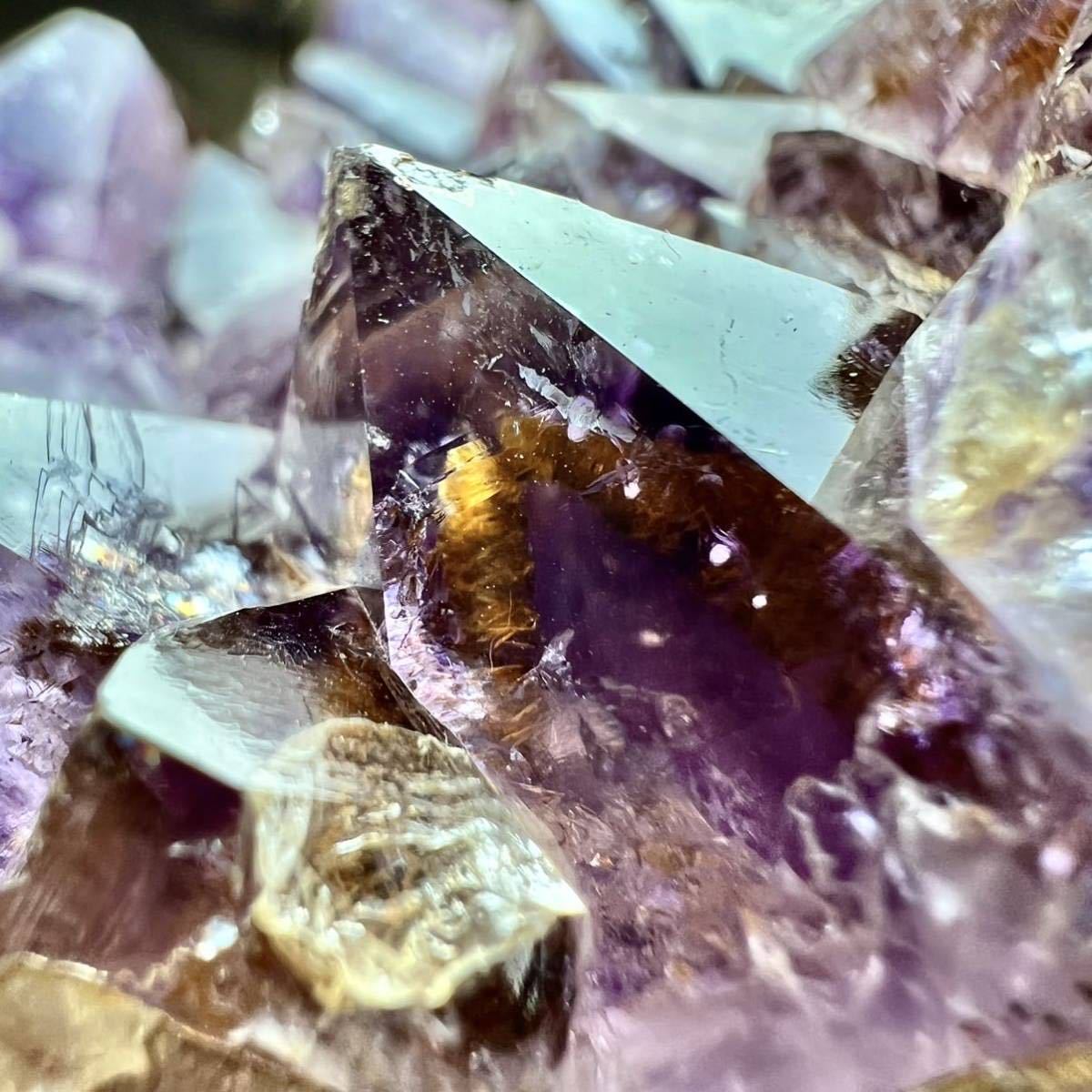 【特大】約2.2kg ブラジル リオグランデドスル州 アメティスタドスル産 アメジスト カコクセナイト クラスター 紫水晶 虹 天然石 原石 鉱物