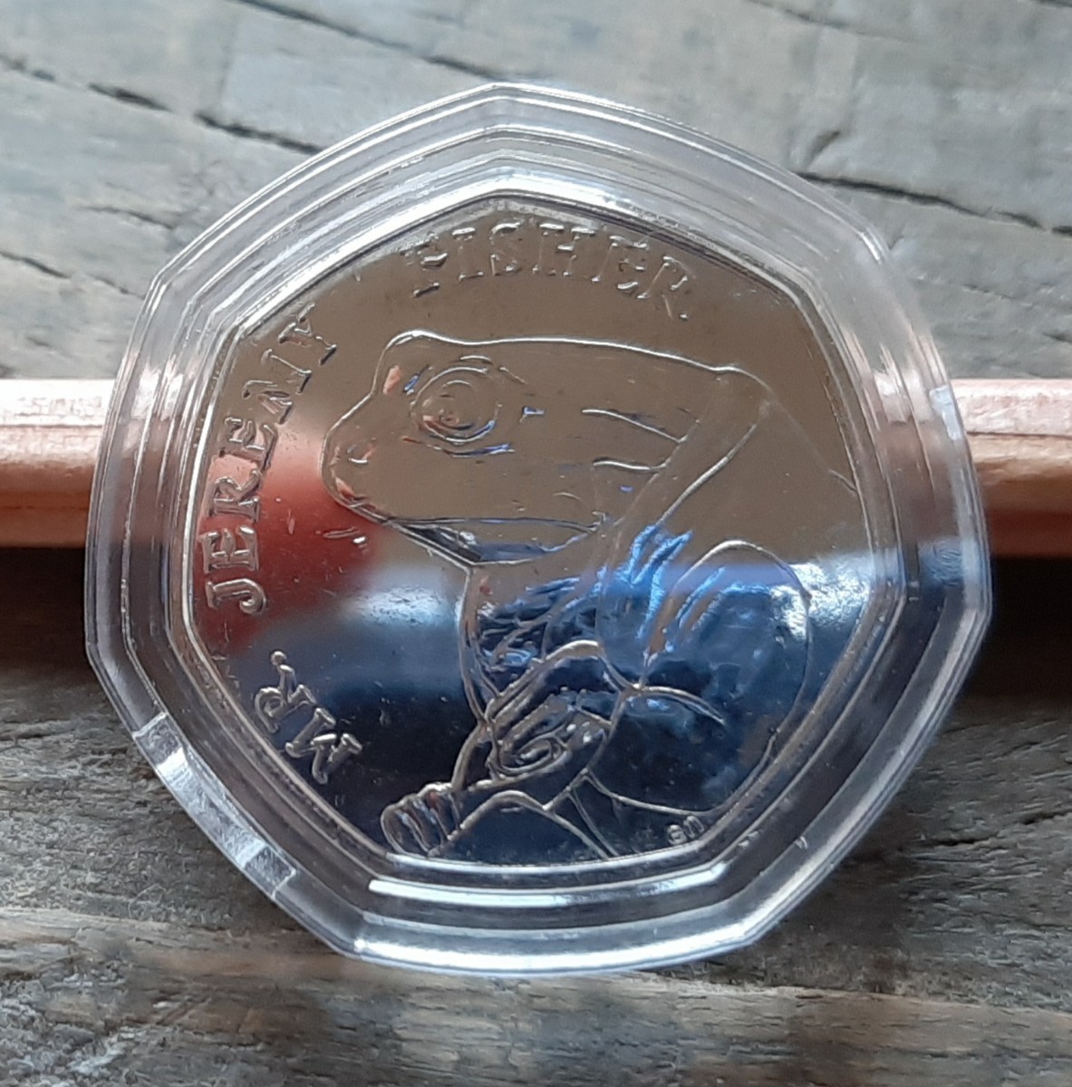 イギリス コイン ビアトリクス・ポター ピーターラビット カエルのデザイン ジェレミー・フィッシャー英国 50ペンス 美品 本物