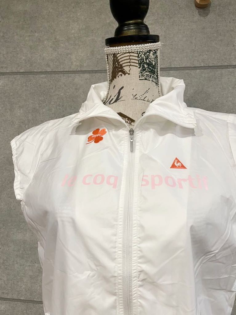  super cute! Le coq sportif GOLF Le Coq Golf short sleeves nylon jacket long height white M size lady's Golf wear new ×