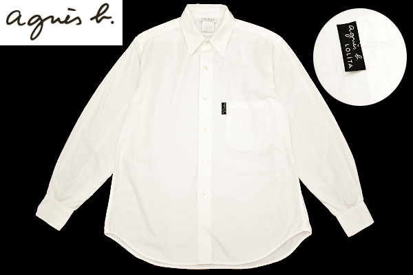 Y-3696★送料無料★超美品★agnes b. LOLITA アニエスベー ロリータ★フランス製 ホワイト白色 長袖 ドレスシャツ Ｐの画像1