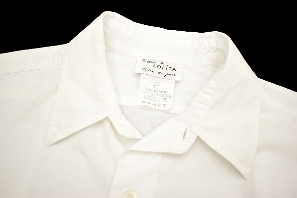 Y-3696★送料無料★超美品★agnes b. LOLITA アニエスベー ロリータ★フランス製 ホワイト白色 長袖 ドレスシャツ Ｐの画像2