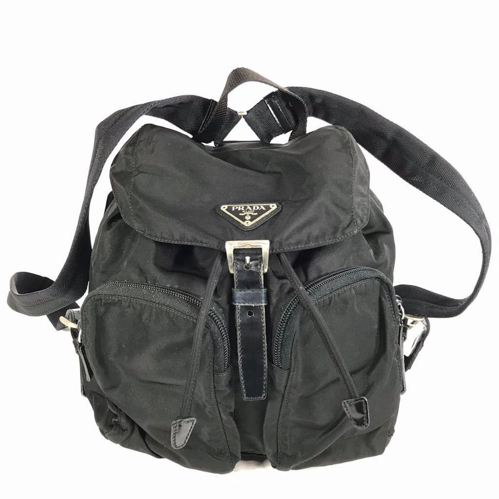 プラダ】本物 PRADA リュックサック 三角ロゴプレート 黒 バックパック