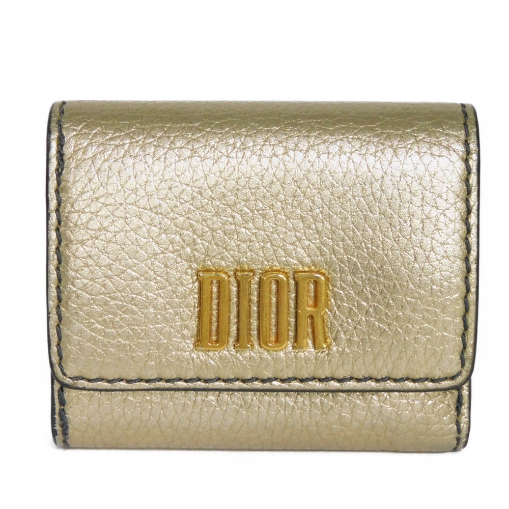ディオール コンパクト ウォレット スナップボタン DIOR ロゴ ゴールド