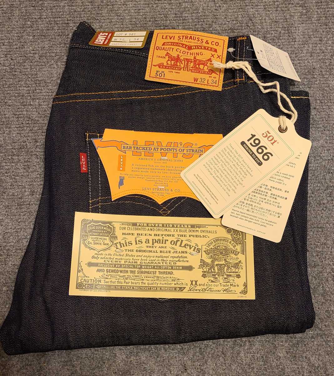 Levi's 501 501XX ダブルネーム 1966 LVC 復刻 リジッド 未使用