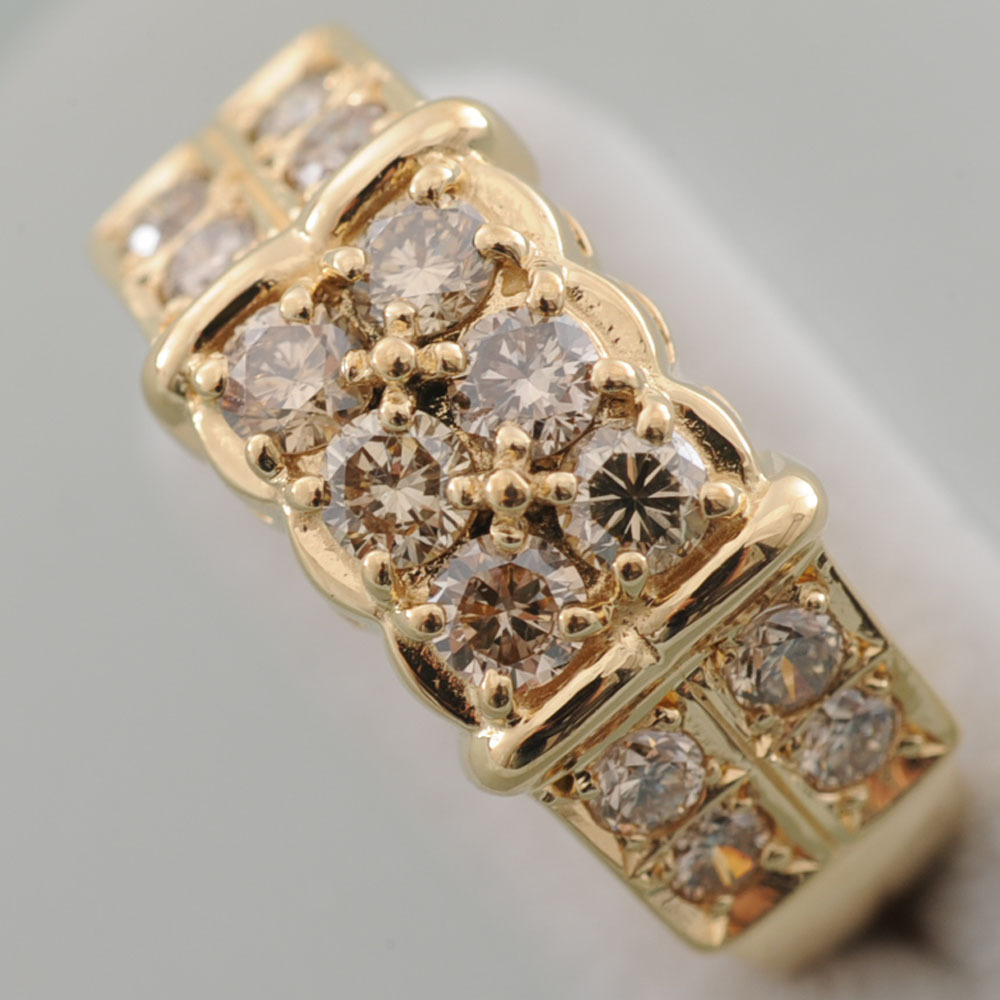 【G61】 K18　イエローゴールド　ダイヤモンド 1.00ct　デザイン　リング 指輪　中古品仕上げ済み　12号