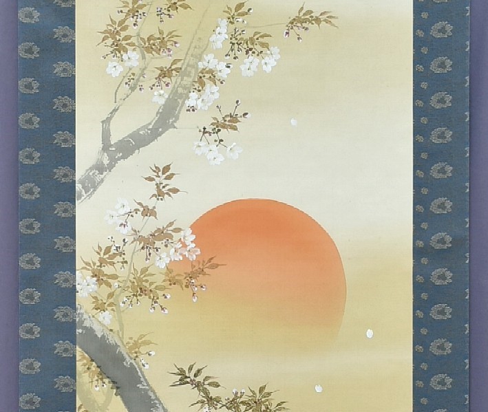 【真作】　今井景樹　『山桜紅日図』　掛軸　共箱　no5_画像3