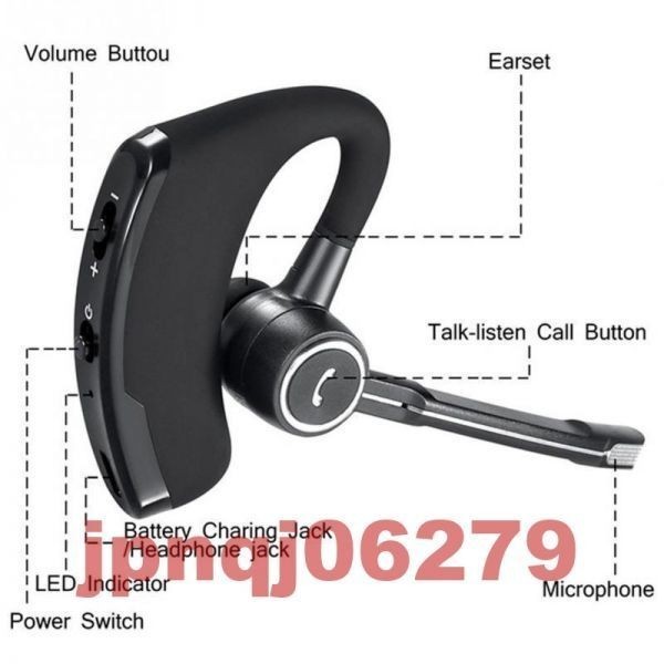 Re018:Bluetooth カーワイヤレス ヘッドセット 電話 ヘッドフォン マイク ハンズフリー コードレス イヤホン_画像3