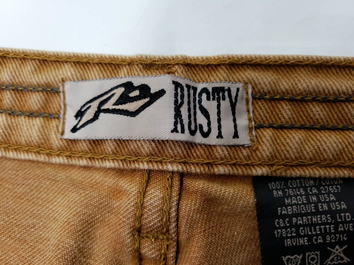  хороший 90s USA производства RUSTY Denim шорты Buggy шорты w32 Camel Brown 90 годы America производства серфинг skate 