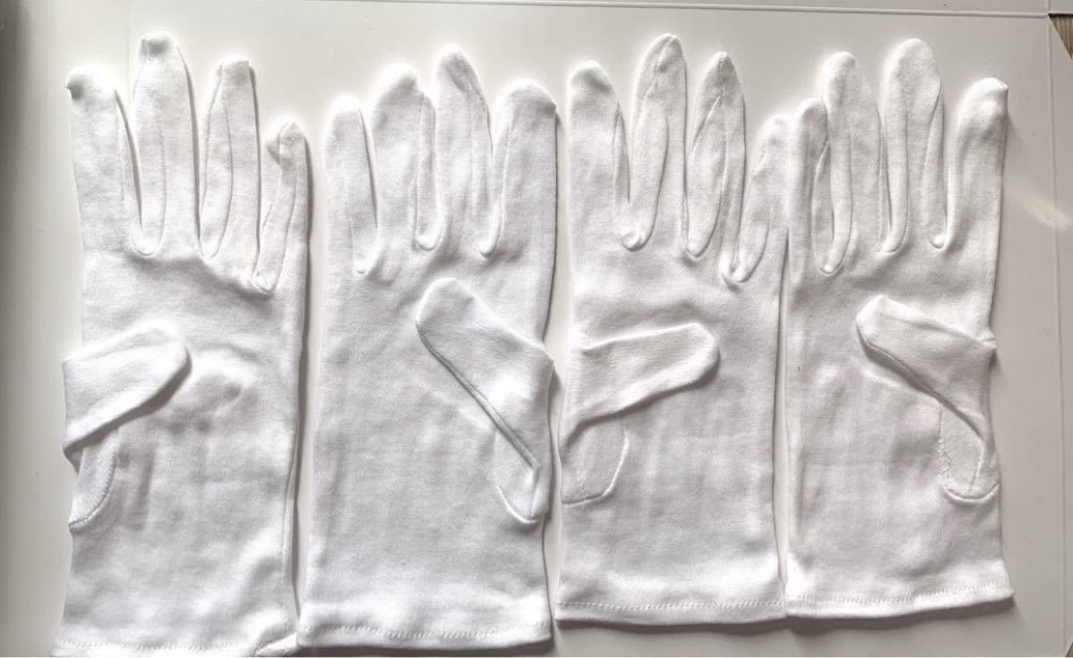 白手袋　綿100% マチあり　2双　Sサイズ