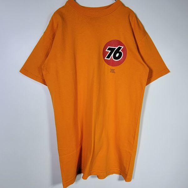 【レア】90s USA製 76 Tシャツ オレンジ Mサイズ 76オイル 76Lubricants ルブリカンツ レーシング ビンテージ 匿名配送_画像2