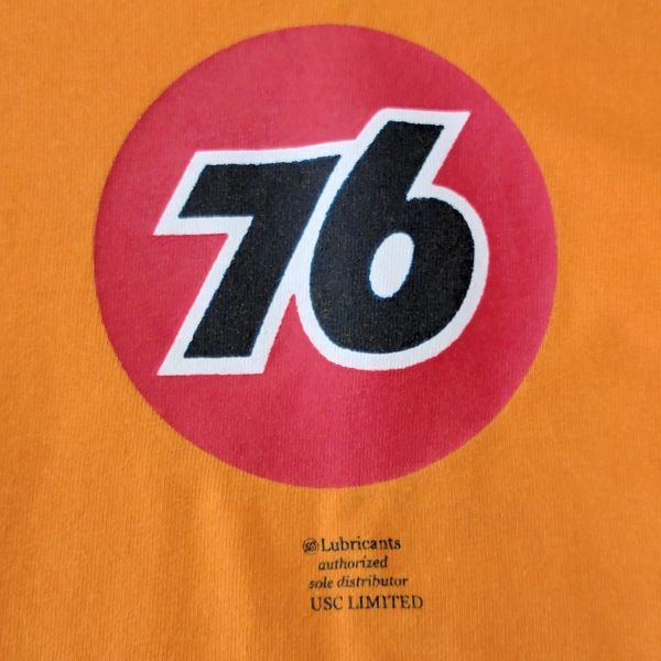 【レア】90s USA製 76 Tシャツ オレンジ Mサイズ 76オイル 76Lubricants ルブリカンツ レーシング ビンテージ 匿名配送_画像5